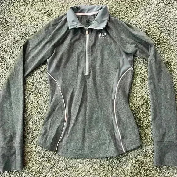Abercrombie & Fitch A&F Active Track Jacket | Grey Quarter Zip Top | Size Small - Picture 1 of 4